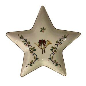 Mikasa Candy Dish Holiday Bloom FK026 Porcelain Star Shape Nuts Treats Holly